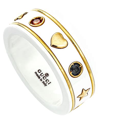 gucci icon ring w gemstones|Gucci icon ring with gemstones.